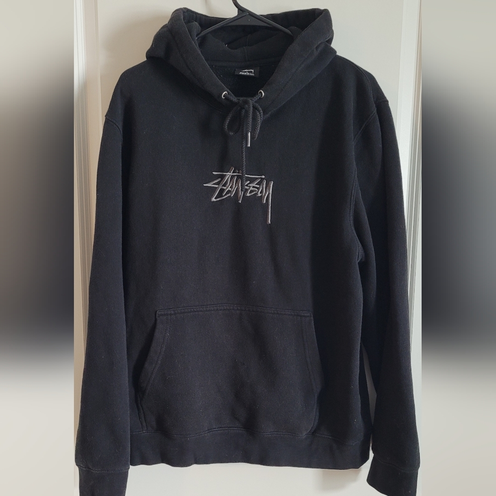 Vintage Stussy applique embroidered centered logo hoodie
